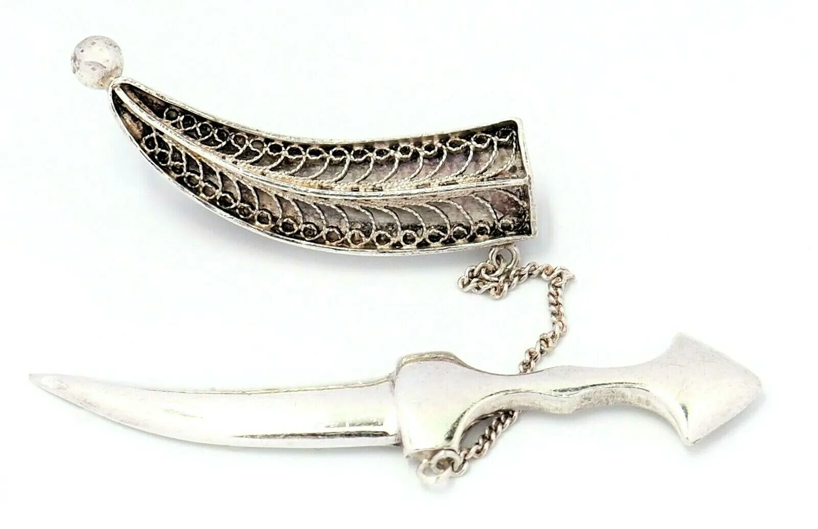 Sterling Silver Dagger & Sheath Brooch