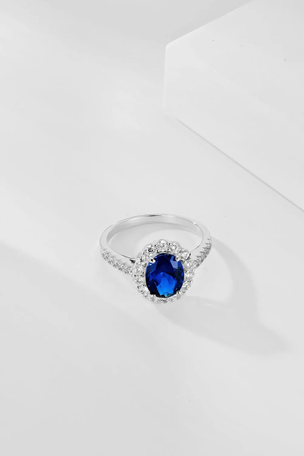 Sterling Silver Oval Royal Blue Sapphire Ring