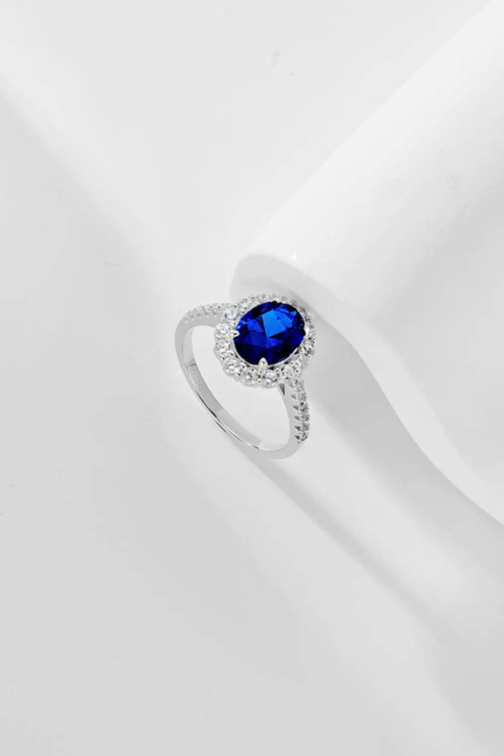 Sterling Silver Oval Royal Blue Sapphire Ring