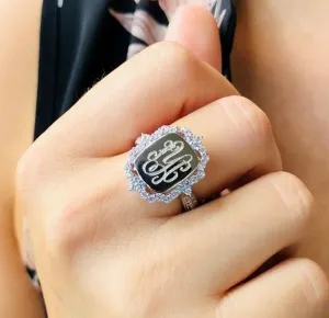 Sterling Silver Princess CZ Monogram Ring