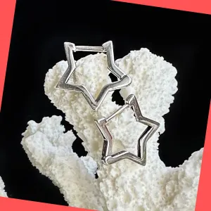 Sterling Silver Star earring Hoops