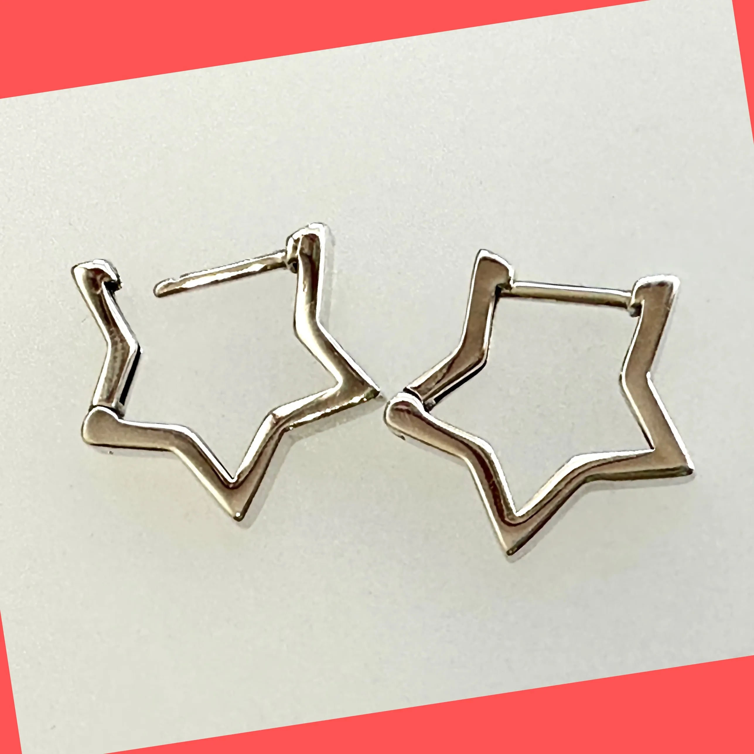 Sterling Silver Star earring Hoops