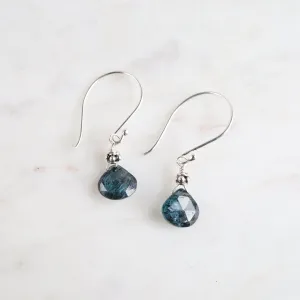 Sterling Silver Tiny  Indigo Kyantite Drop Earrings