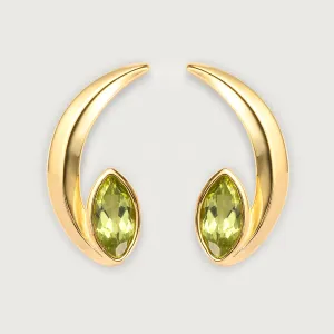 Surf Moon Earrings with Peridot