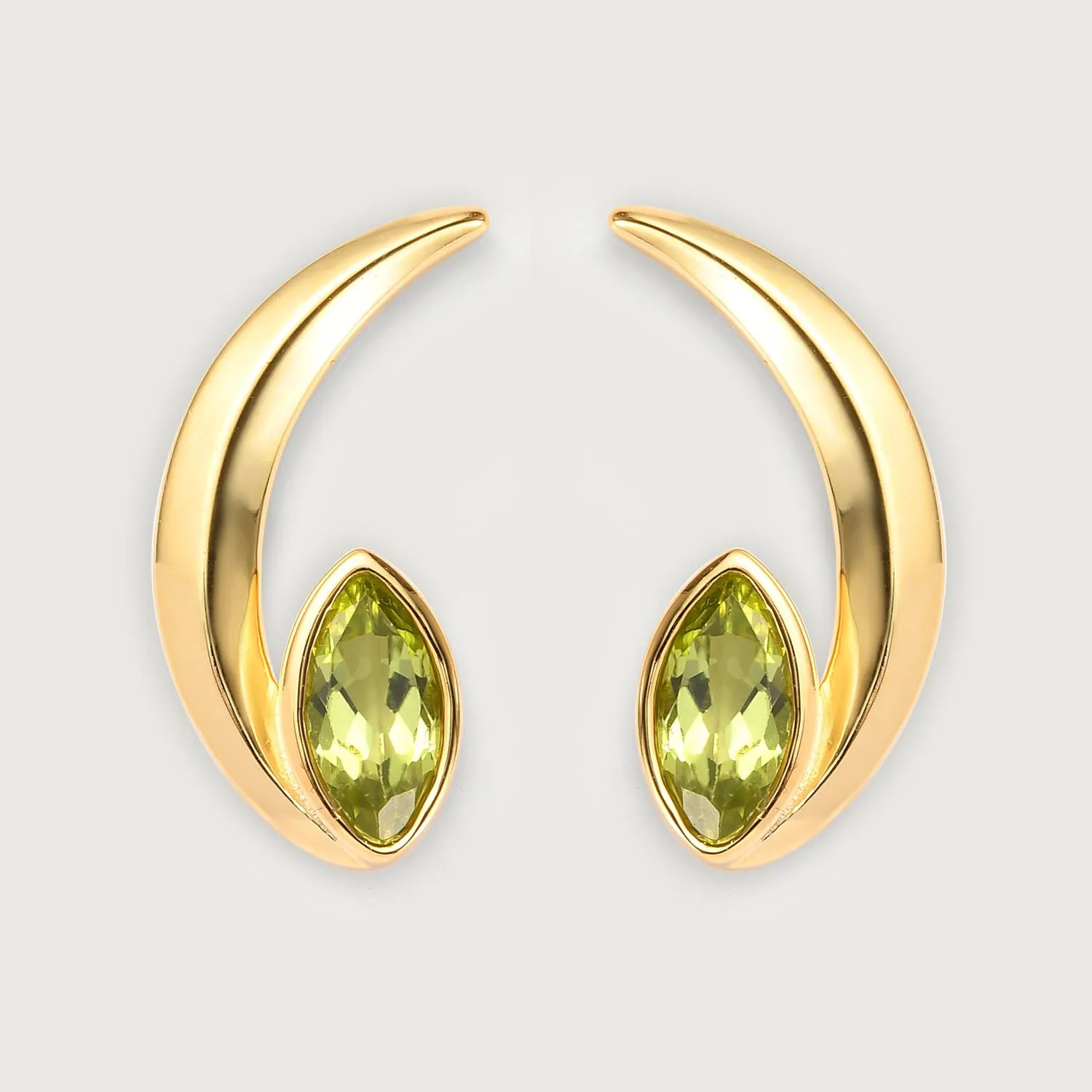 Surf Moon Earrings with Peridot