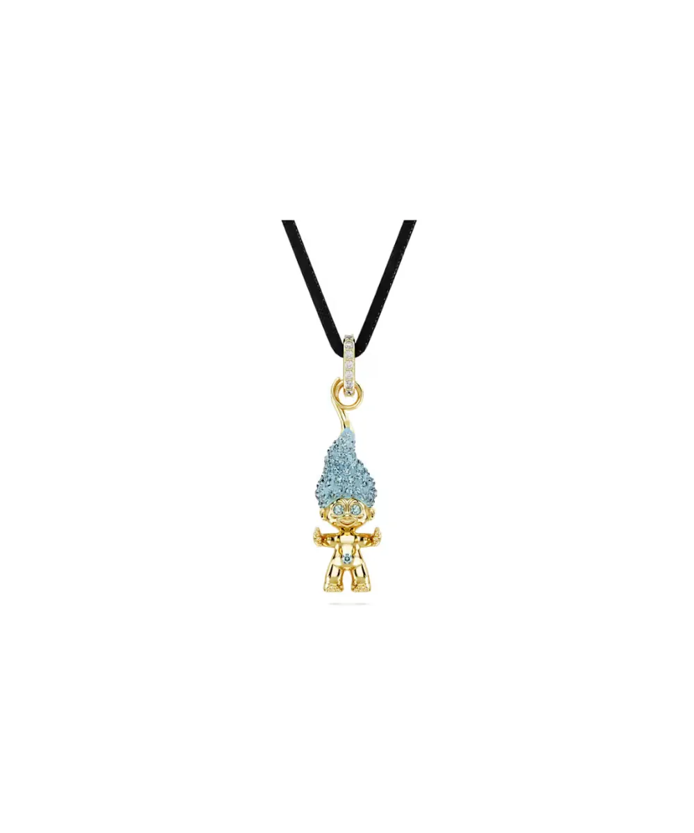 SWAROVSKI GOOD LUCK TROLLS PENDANT,TROLL,BLUE,GOLD-TONE PLATED