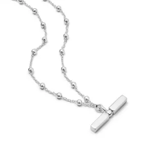 T Bar Bobble Chain Necklace Sterling Silver