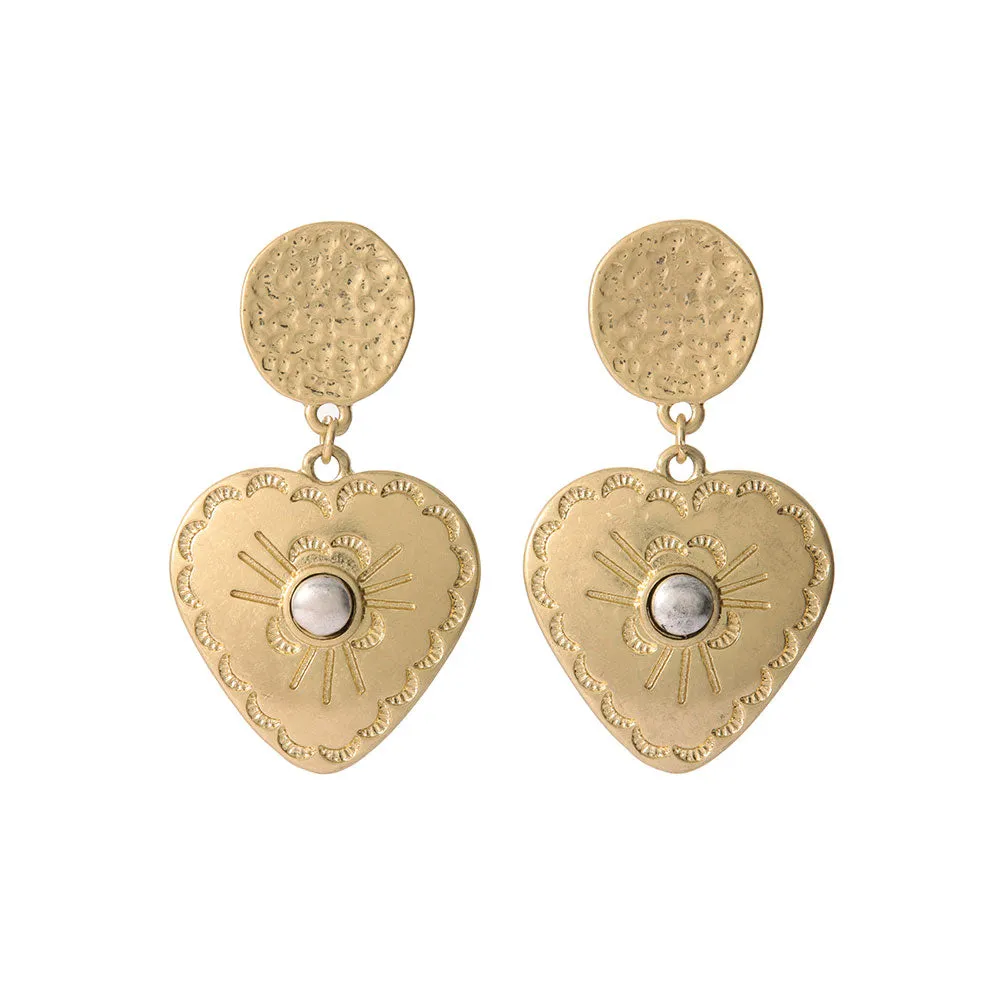 Textured Heart Drop Earrings