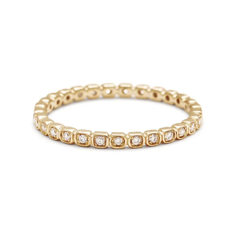 Tiny Wheat Eternity Band - 14k Gold & White Diamonds