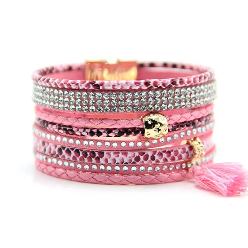 Various fashion styles magnetic leather bracelet women handmade bangles friendship jewelry gift items