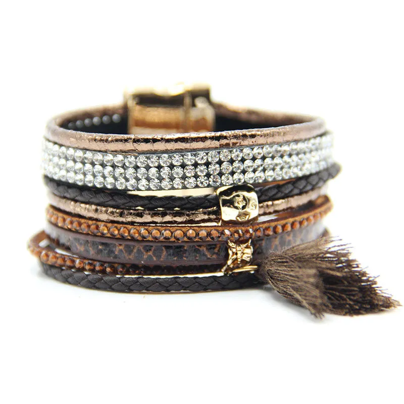 Various fashion styles magnetic leather bracelet women handmade bangles friendship jewelry gift items