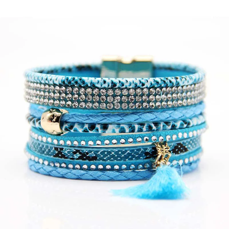 Various fashion styles magnetic leather bracelet women handmade bangles friendship jewelry gift items