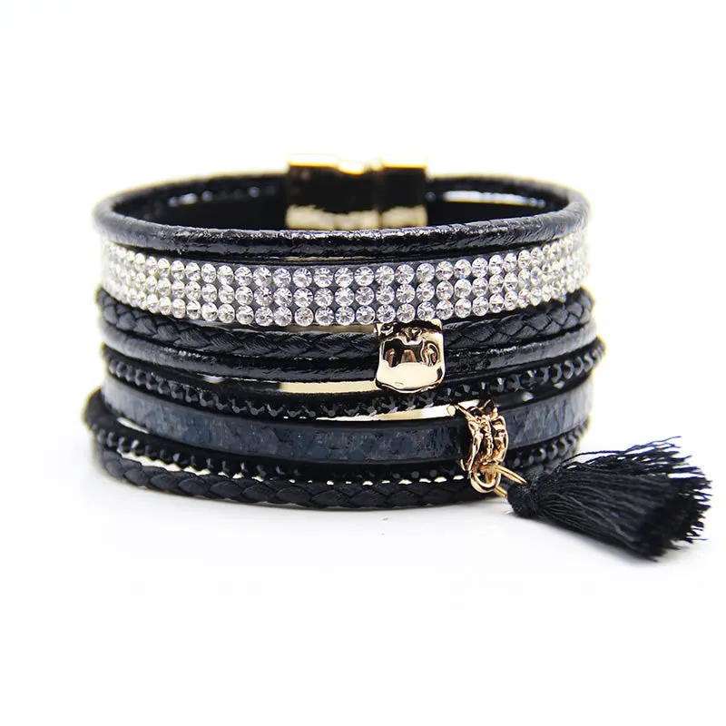 Various fashion styles magnetic leather bracelet women handmade bangles friendship jewelry gift items