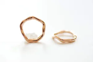 Vermeil Rose Gold Wavy Open Circle Charm- 18k gold plated over Sterling Silver, 15mm twist round link ring, spacer, connector, link, 32