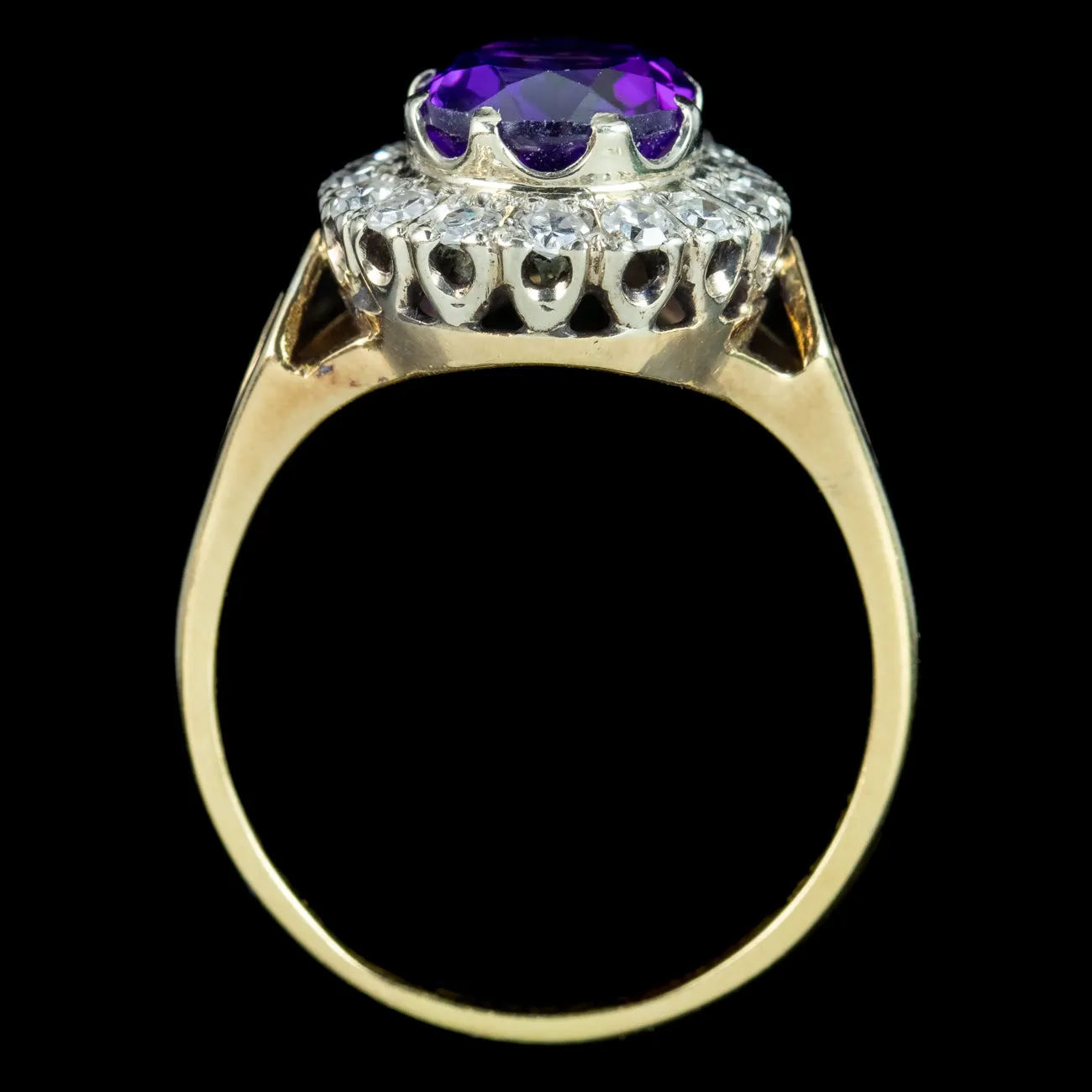 Vintage Amethyst Diamond Cluster Ring 2.5ct Amethyst