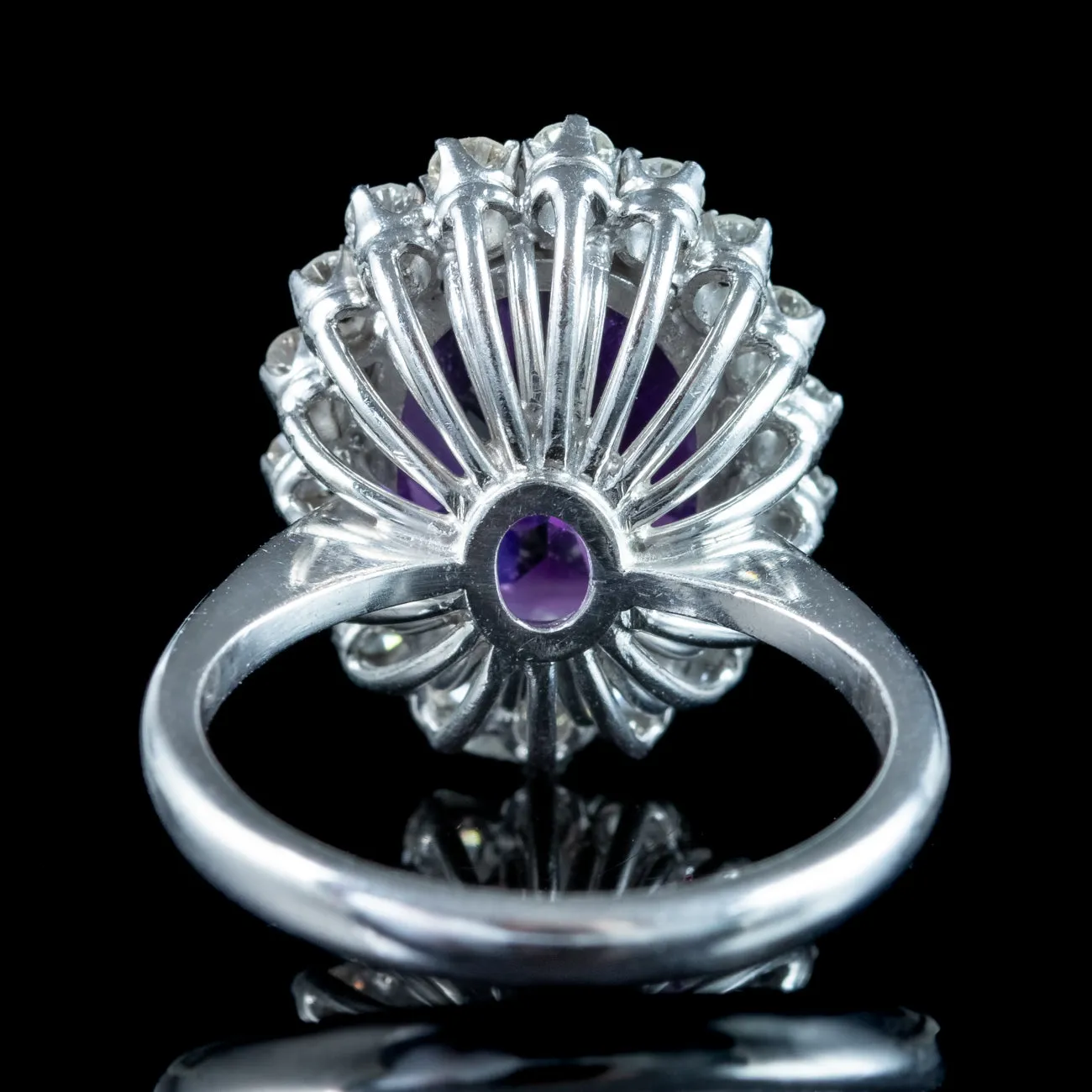 Vintage Amethyst Diamond Cluster Ring 6ct Amethyst