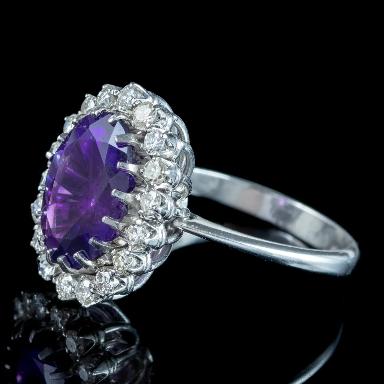 Vintage Amethyst Diamond Cluster Ring 6ct Amethyst