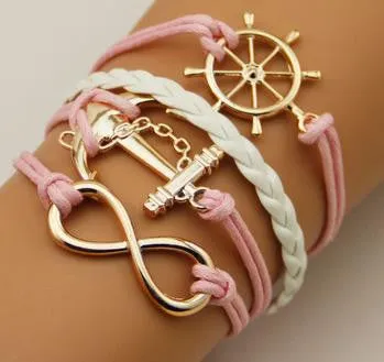 Vintage Fashion Women Jewelry Leather Multilayer Bracelets Jewellery