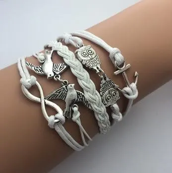 Vintage Fashion Women Jewelry Leather Multilayer Bracelets Jewellery