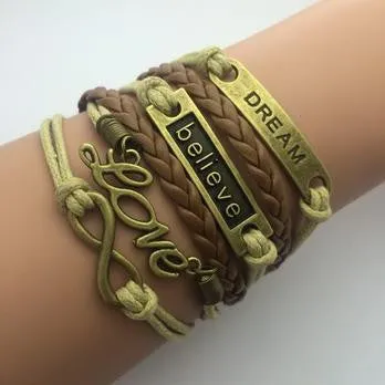 Vintage Fashion Women Jewelry Leather Multilayer Bracelets Jewellery