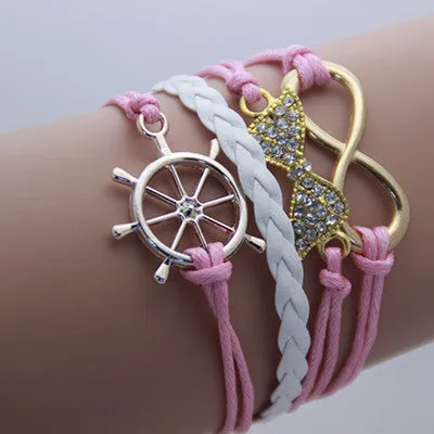 Vintage Fashion Women Jewelry Leather Multilayer Bracelets Jewellery