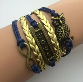 Vintage Fashion Women Jewelry Leather Multilayer Bracelets Jewellery