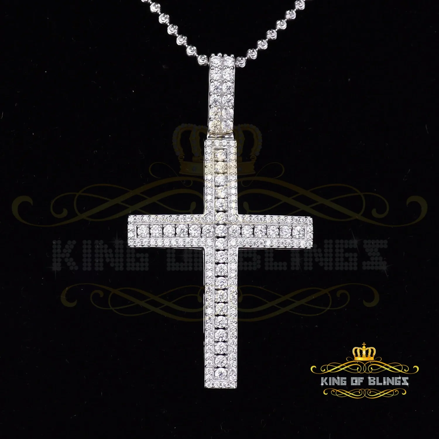 White Fancy 925 Sterling Silver CROSS Pendant with 3.64ct Cubic Zirconia stone