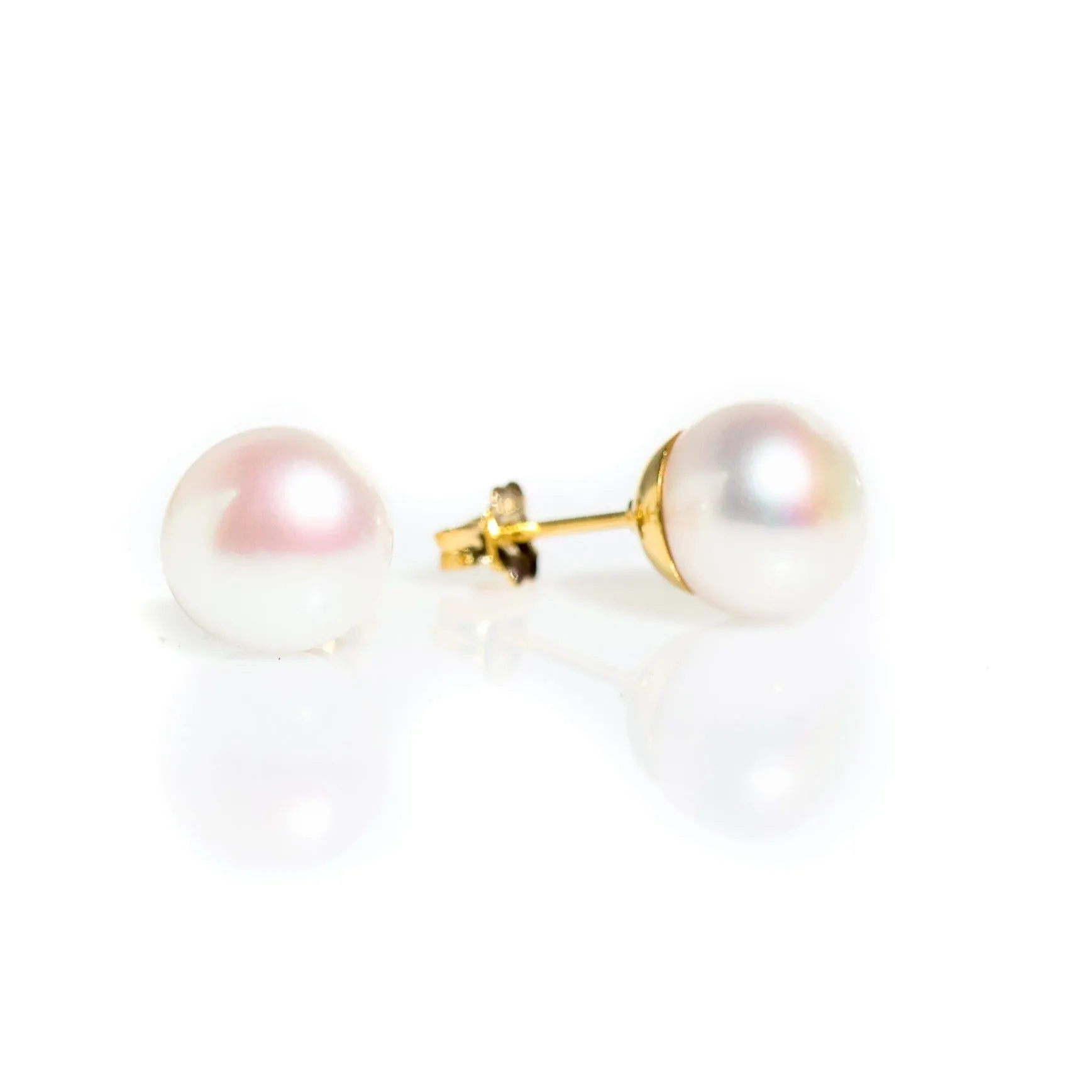 White Pearl Studs set in gold vermeil 10mm