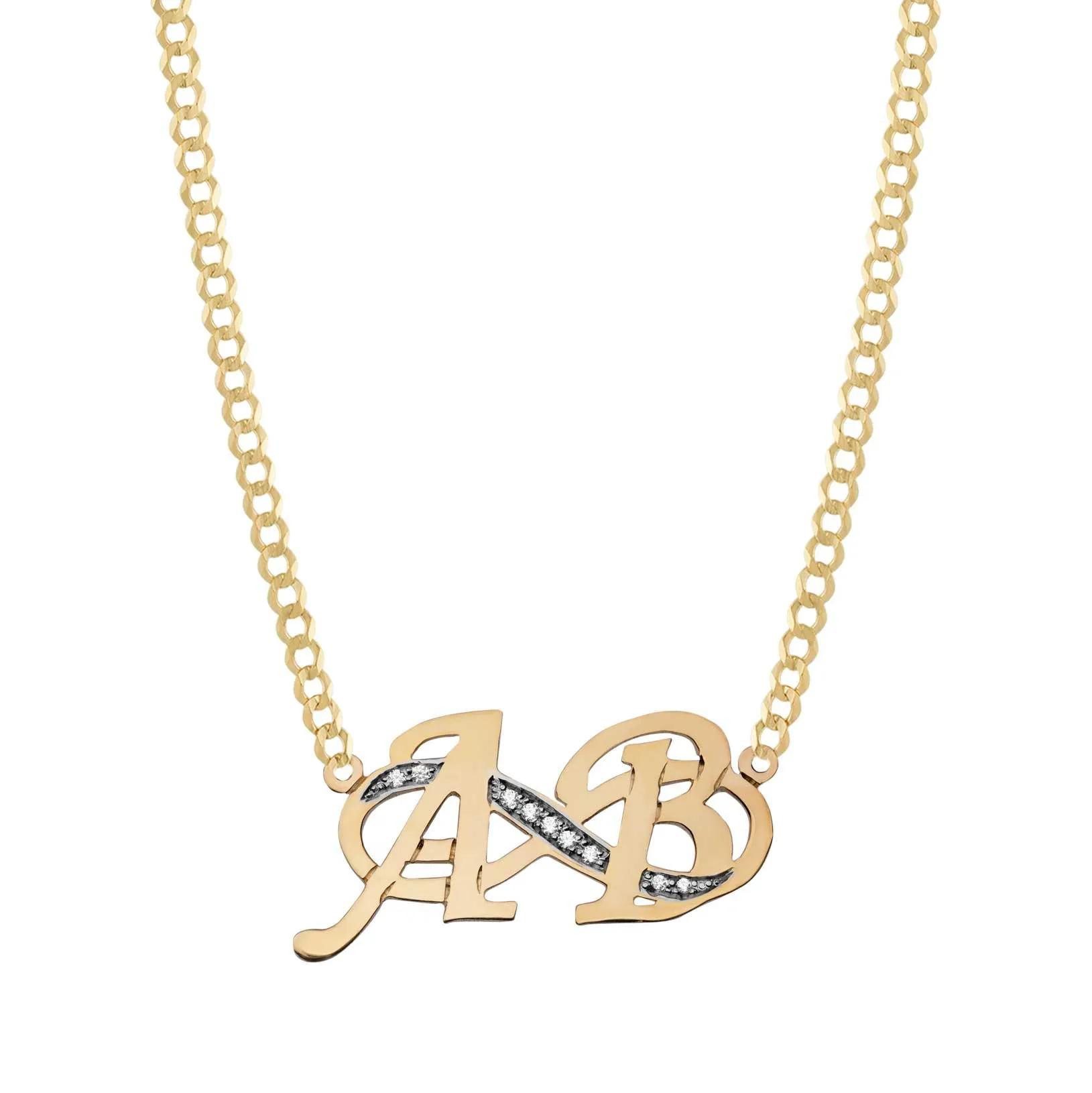 Women's Diamond Infinity Name Plate Necklace 14K Gold - Style 153