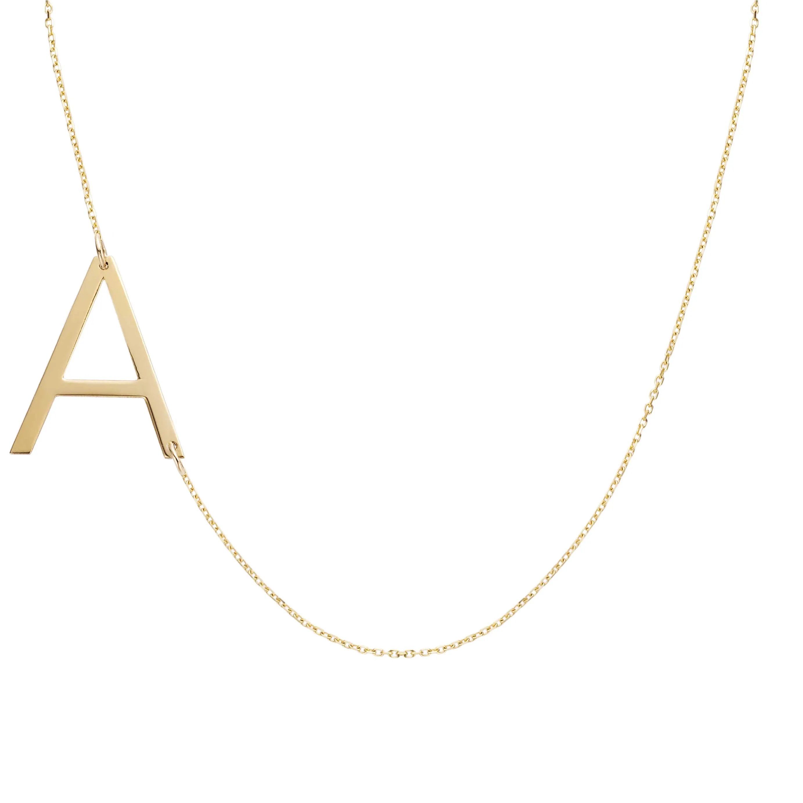 Women's Initial Name Plate Necklace 14K Gold - Style 187