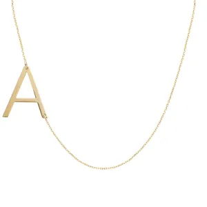 Women's Initial Name Plate Necklace 14K Gold - Style 187