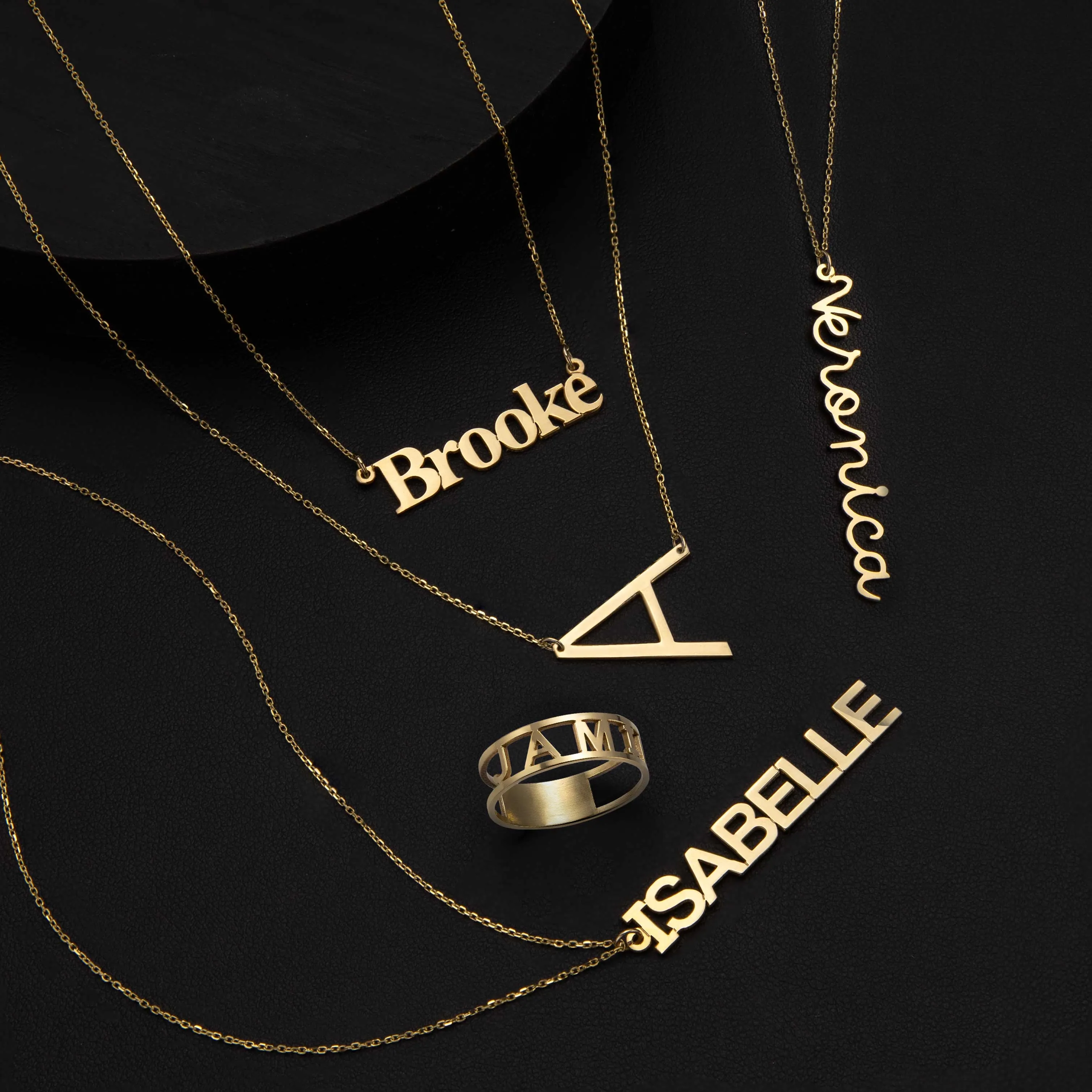 Women's Name Plate Necklace 14K Gold - Style 188