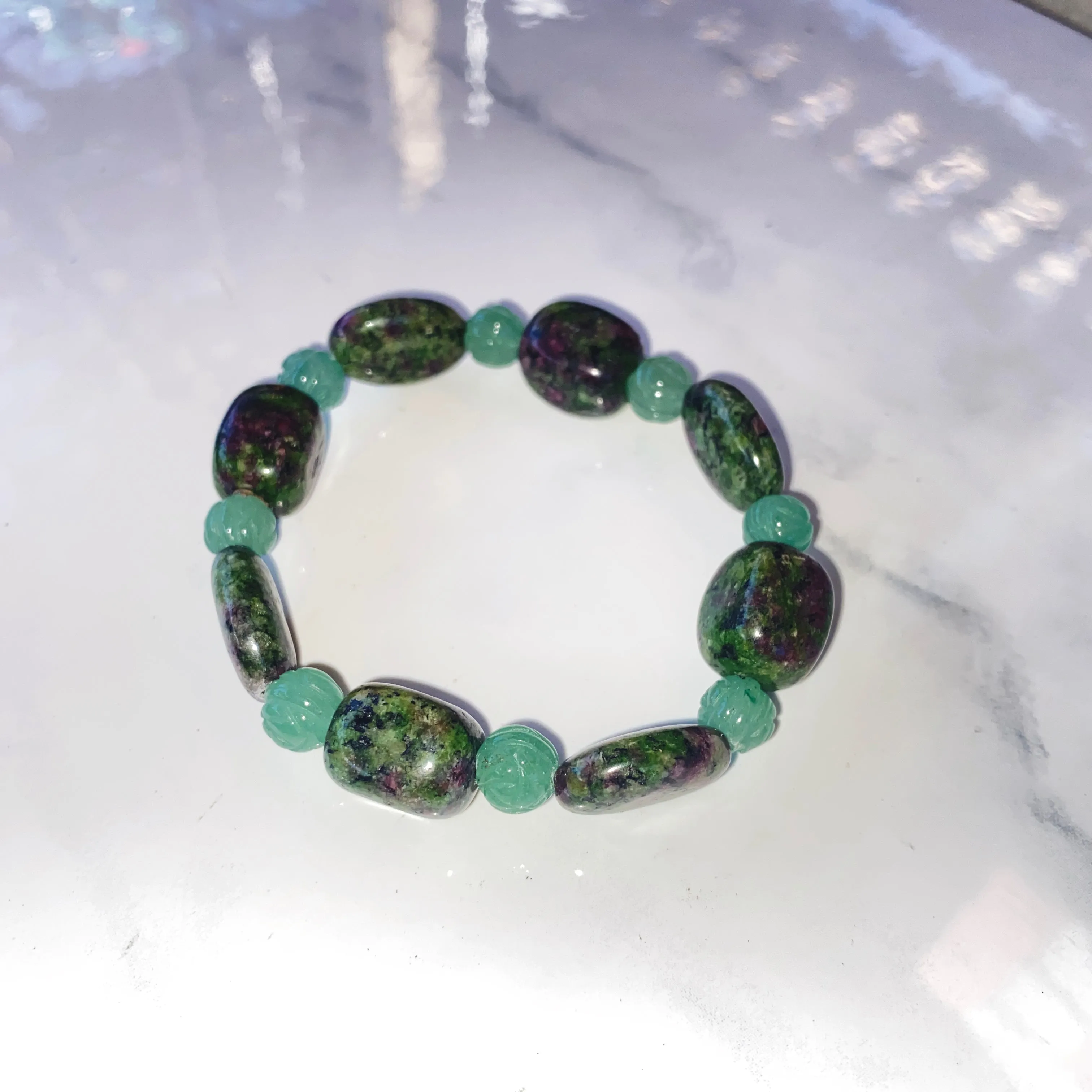 Women's Ruby Zoisite gemstone stretch Bracelet