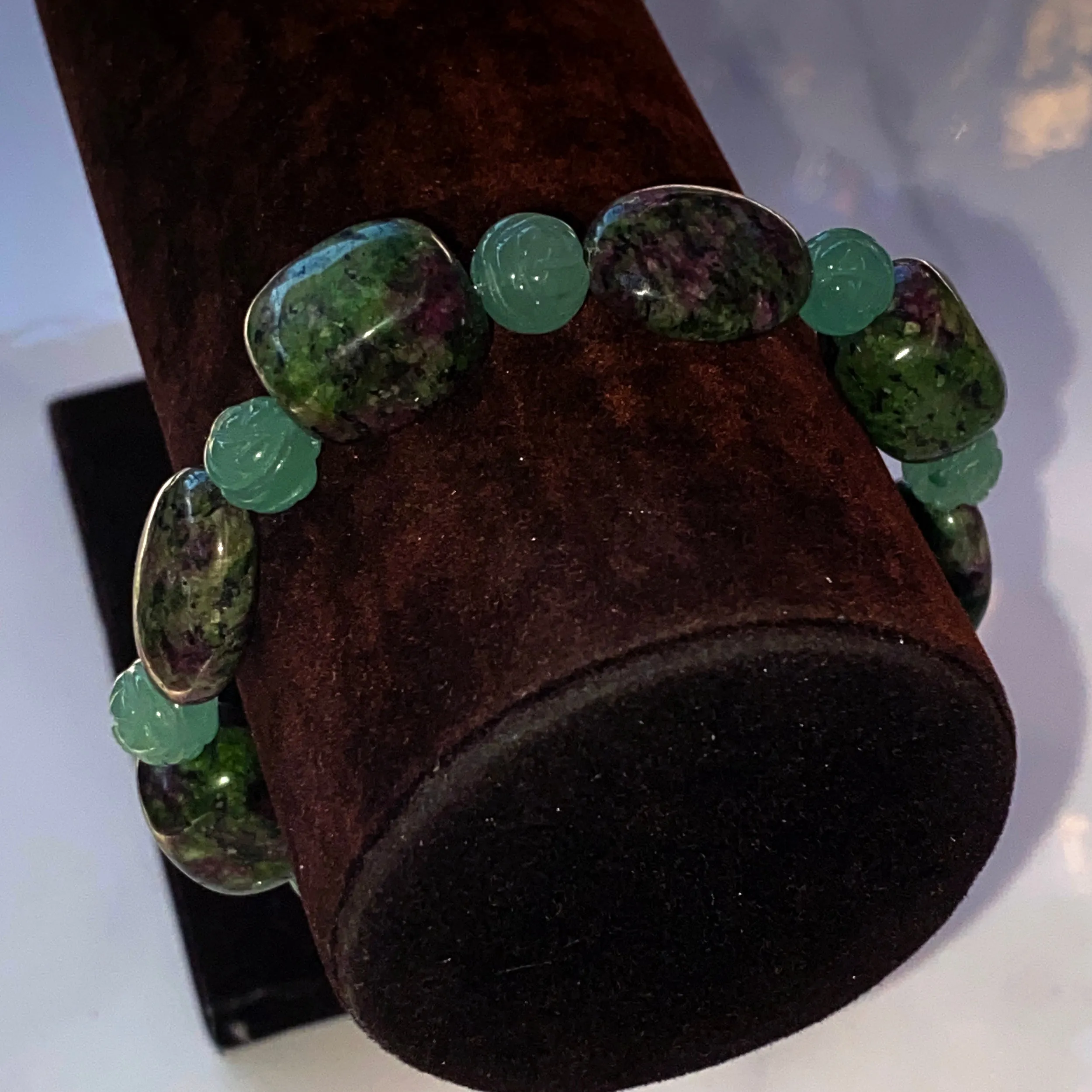 Women's Ruby Zoisite gemstone stretch Bracelet