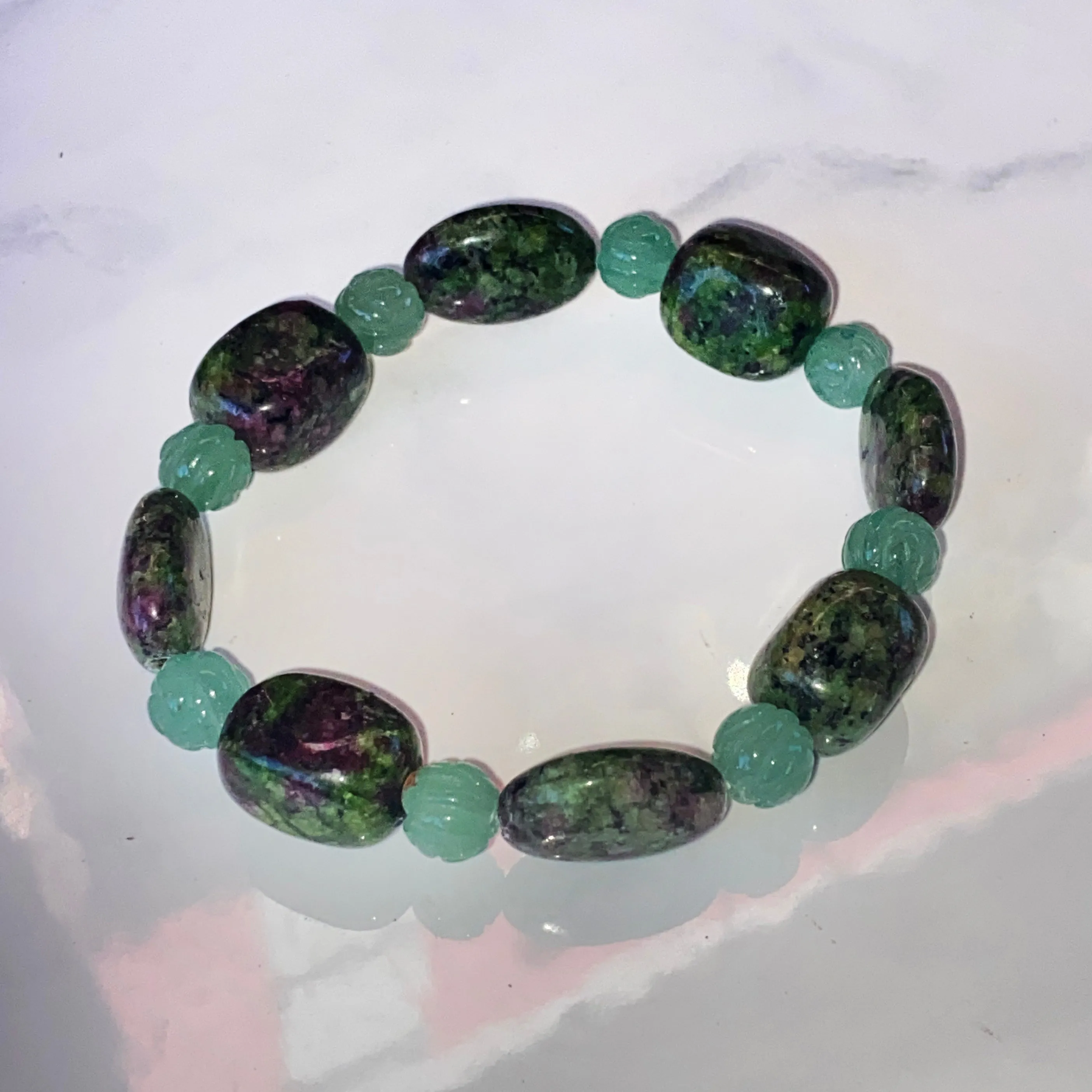 Women's Ruby Zoisite gemstone stretch Bracelet