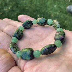 Women's Ruby Zoisite gemstone stretch Bracelet