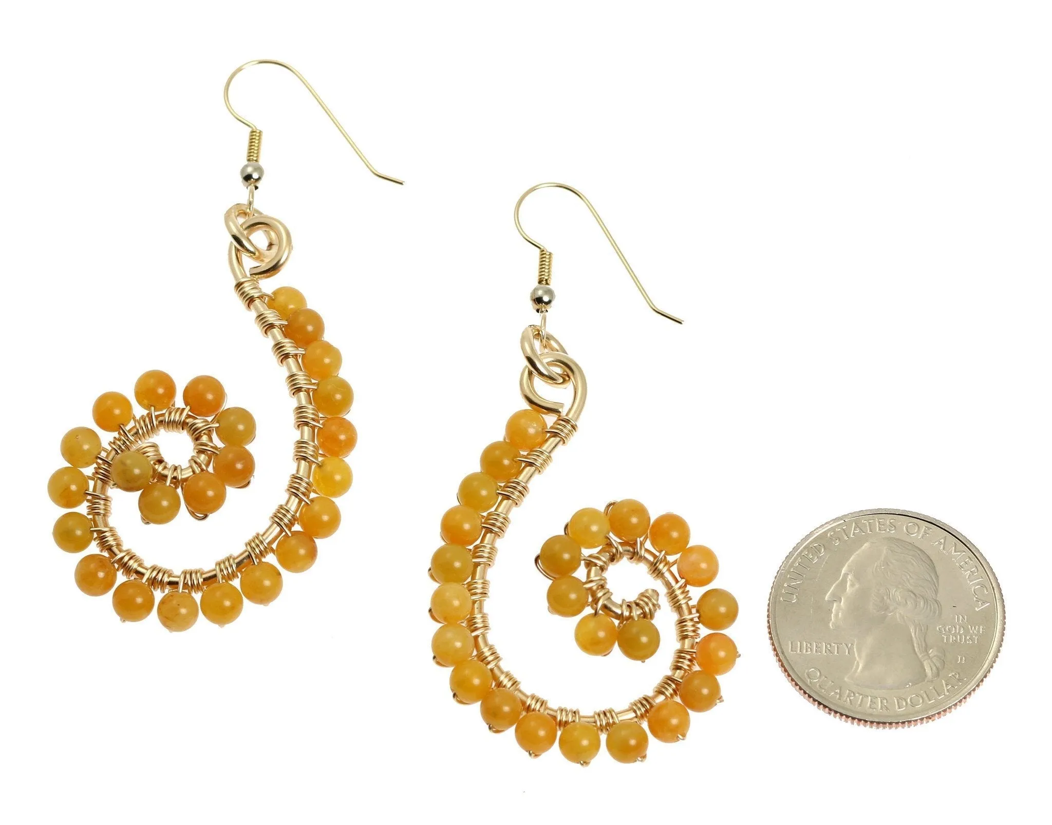 Yellow Jade Wire Wrapped 14K Gold-filled Earrings