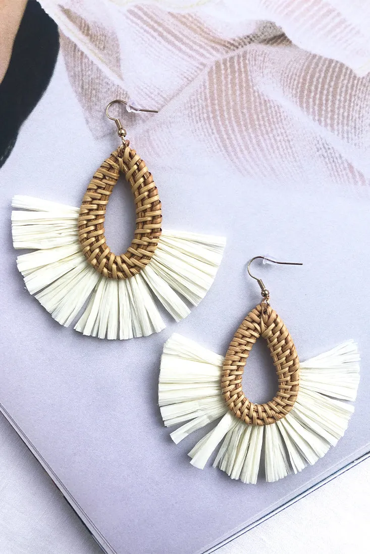 Zanzibar Woven Straw Earrings Natural