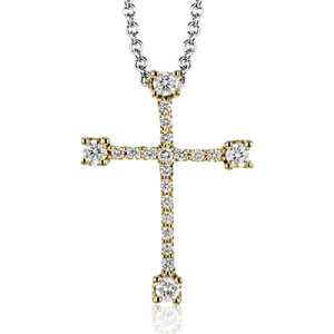 ZP903 Cross Pendant in 14k Gold with Diamonds